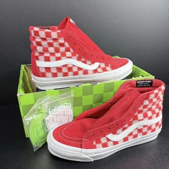 Vans x Concepts OG Sk8-Hi Red Mohair Flame Scarlet Checkerboard Men 8.5 Women 10 - Picture 2 of 15